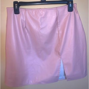 Faux Leather Pink Mini Skirt